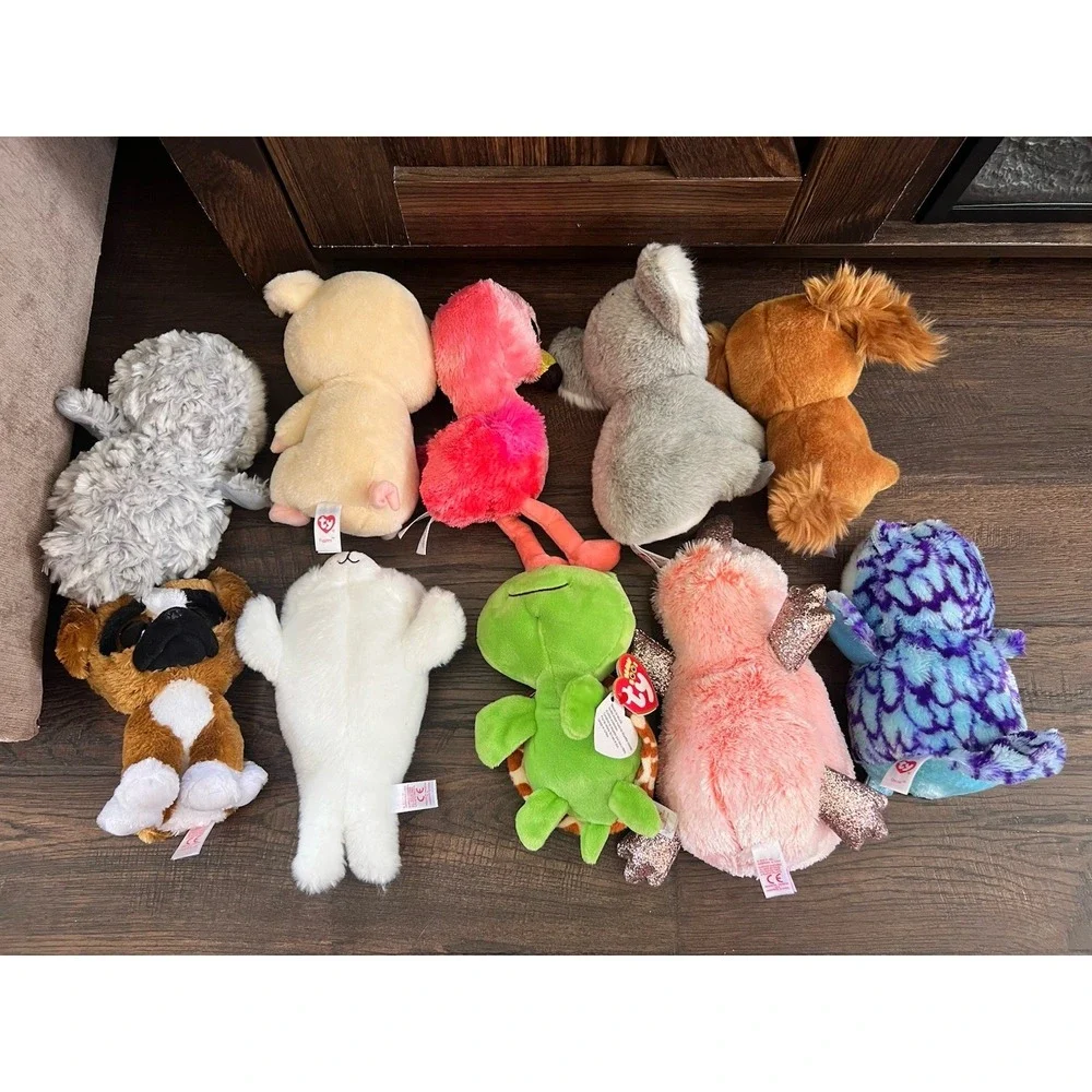 Ty Beanies Boos Lot Of 10 Dogs Pigs Owls Turtle Flamingo Seal‎ Koala 6